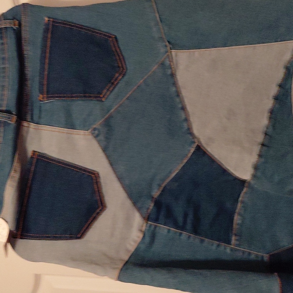 AKIRA Blue Patchwork Maxi Skirt with Fringe - Picture 6 of 8